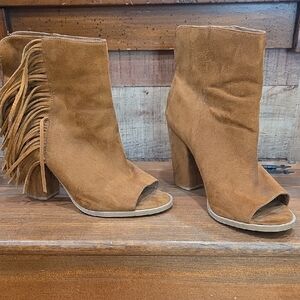 DV by Dolce Vita Tan Fringe Heeled Boots